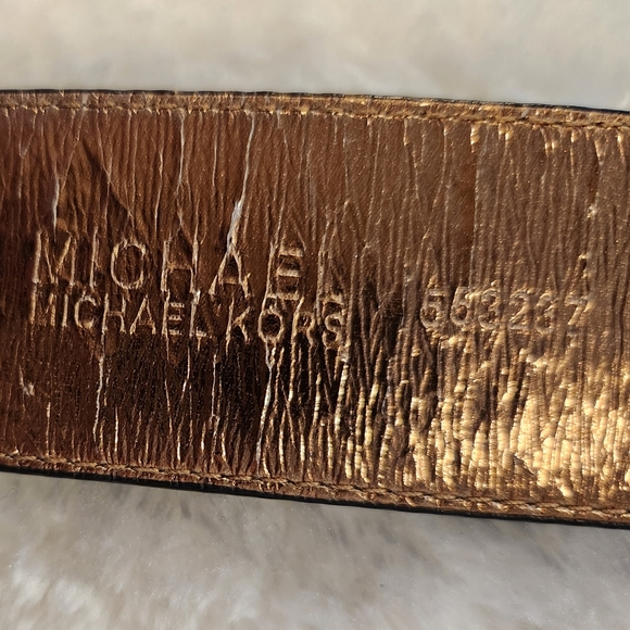 Michael Kors Brown Leather Belt with Gold Buckle Adjustable - Picture 9 of 10